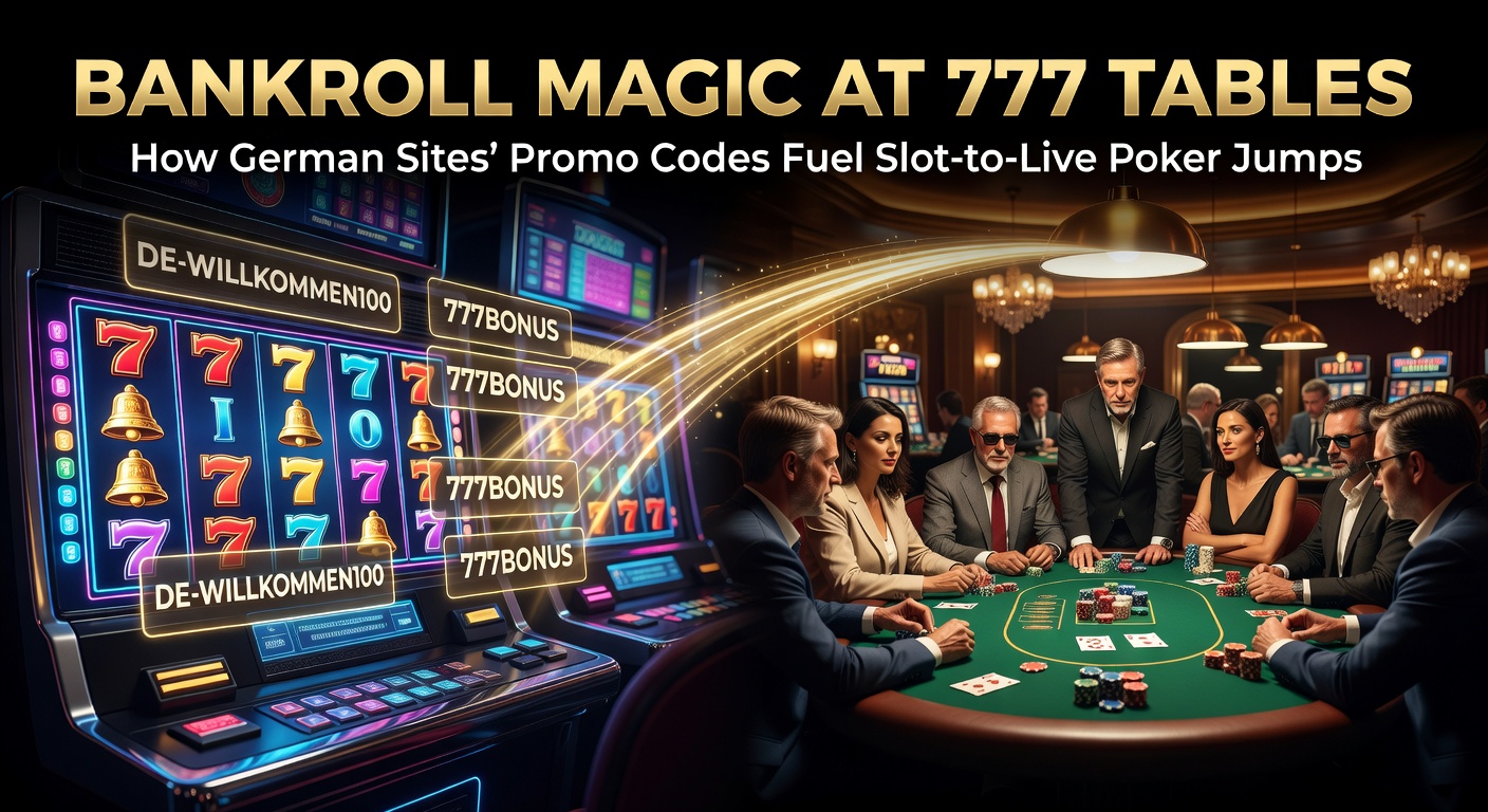 Spieler am 777-Tisch mit Slot-Maschine im Hintergrund, symbolisiert den Übergang von Online-Slots zu Live-Poker