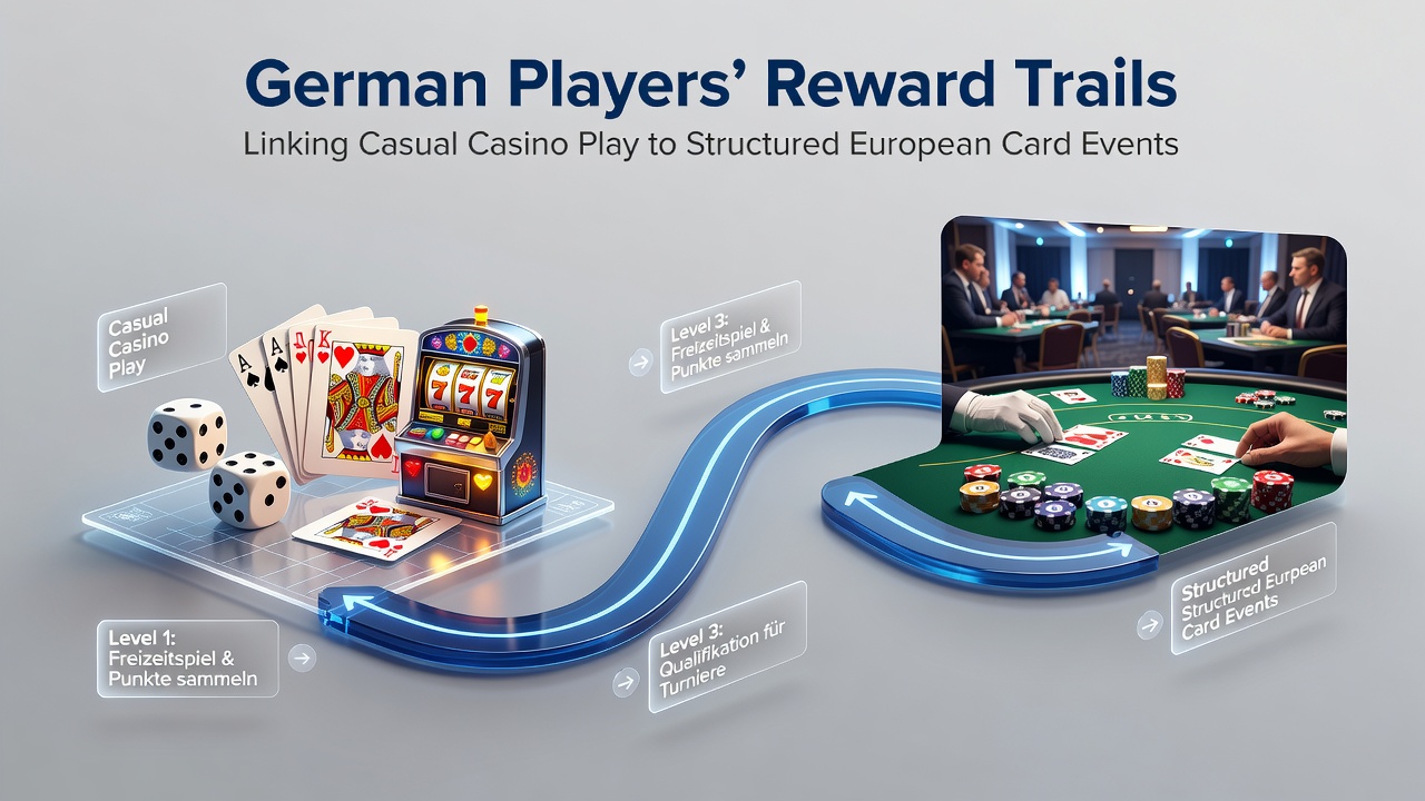 Illustration der Verknüpfung von Casino-Belohnungen mit europäischen Poker-Turnieren für deutsche Spieler