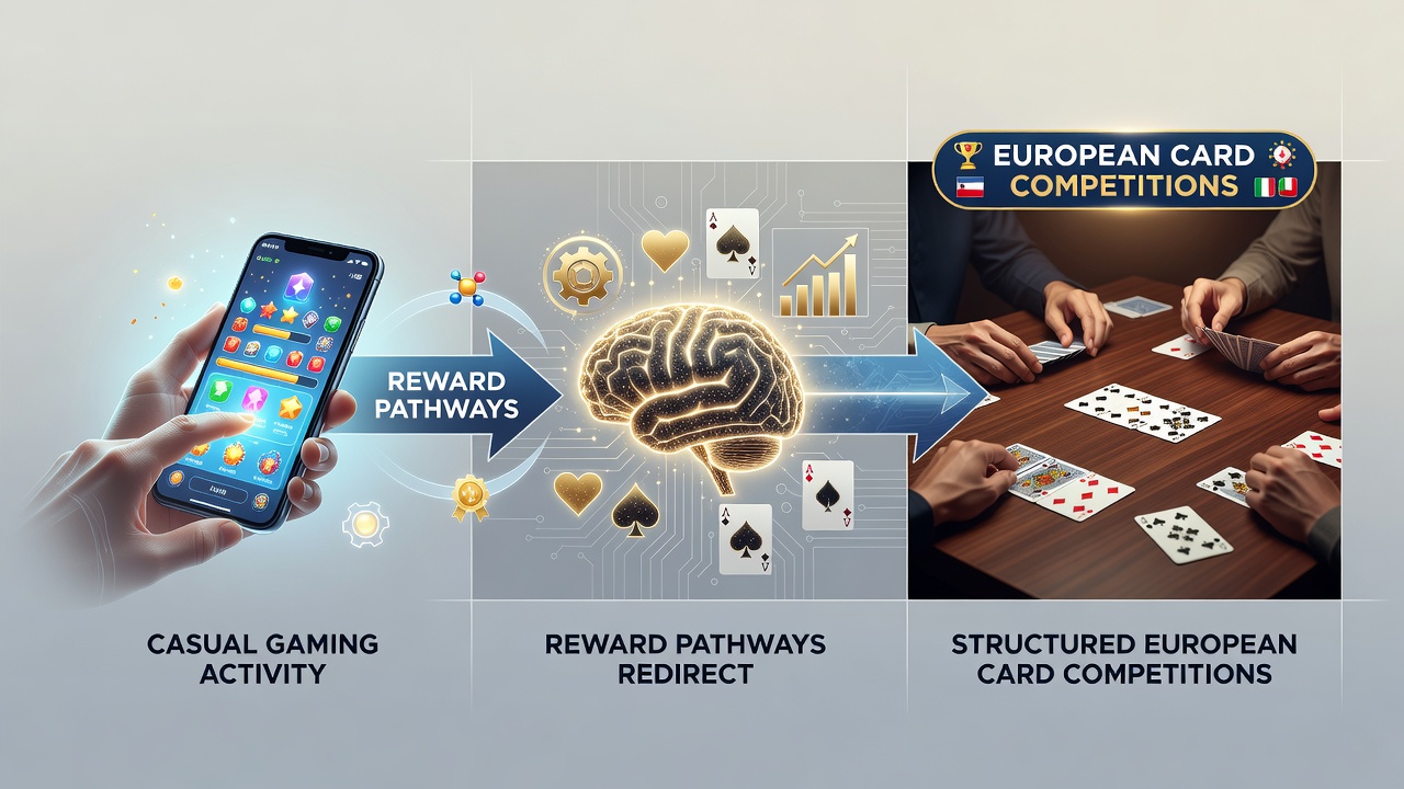 Darstellung eines Spielers beim Übergang von Online-Slots zu Live-Kartenturnieren