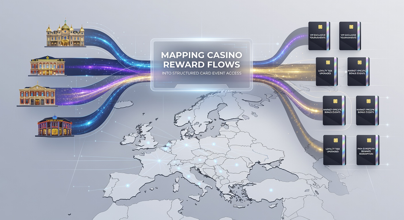 Diagramm zur Verfolgung von Belohnungsflüssen aus Casino-Spielen zu Kartenevents in Europa