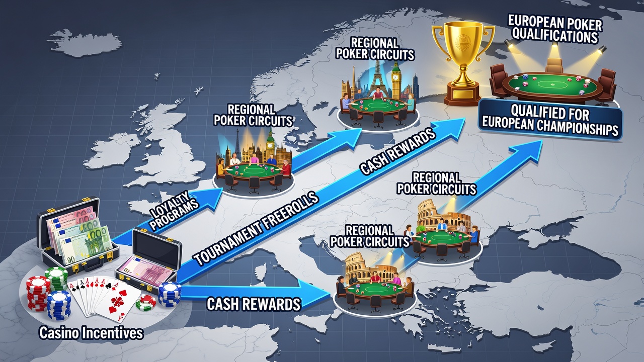 Darstellung von Casino-Anreizen und Poker-Qualifikationswegen in Europa