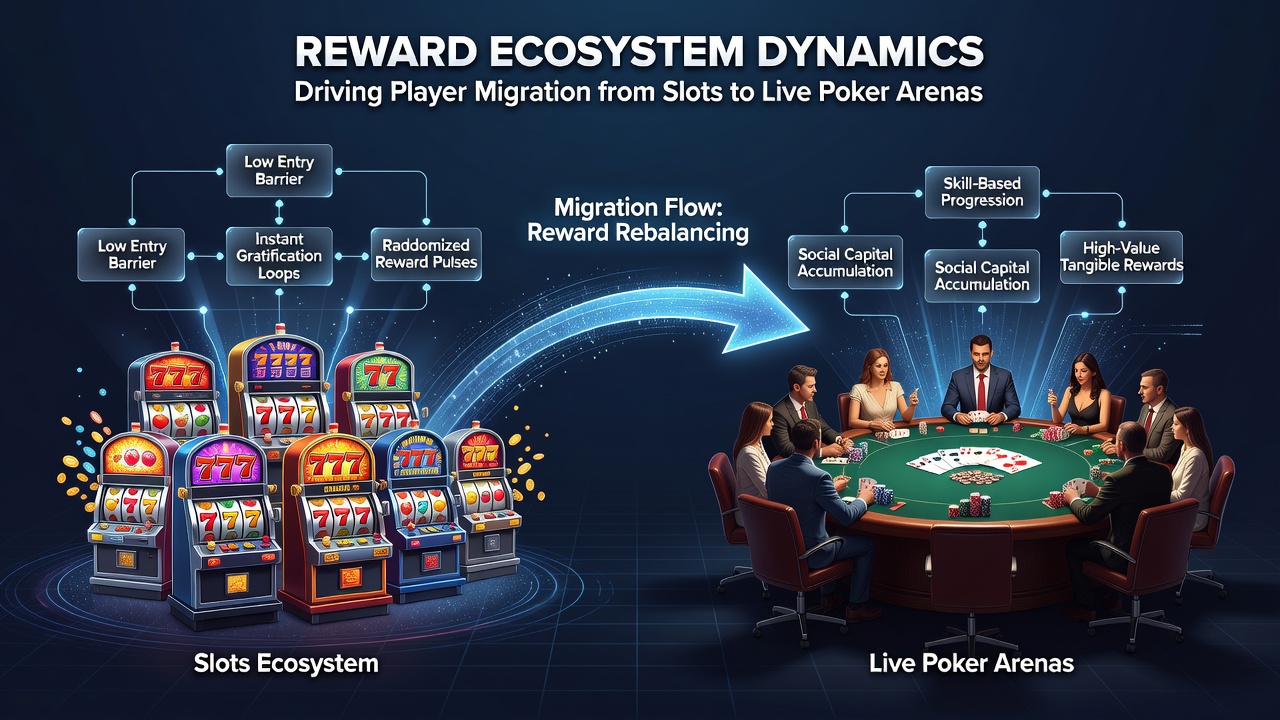 Visualisierung von Belohnungssystemen die Slot-Spieler zu Poker-Arenen führen