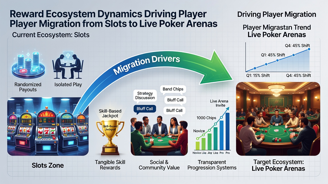Darstellung von Spielerpfaden zwischen Slot-Boni und Live-Poker-Tischen